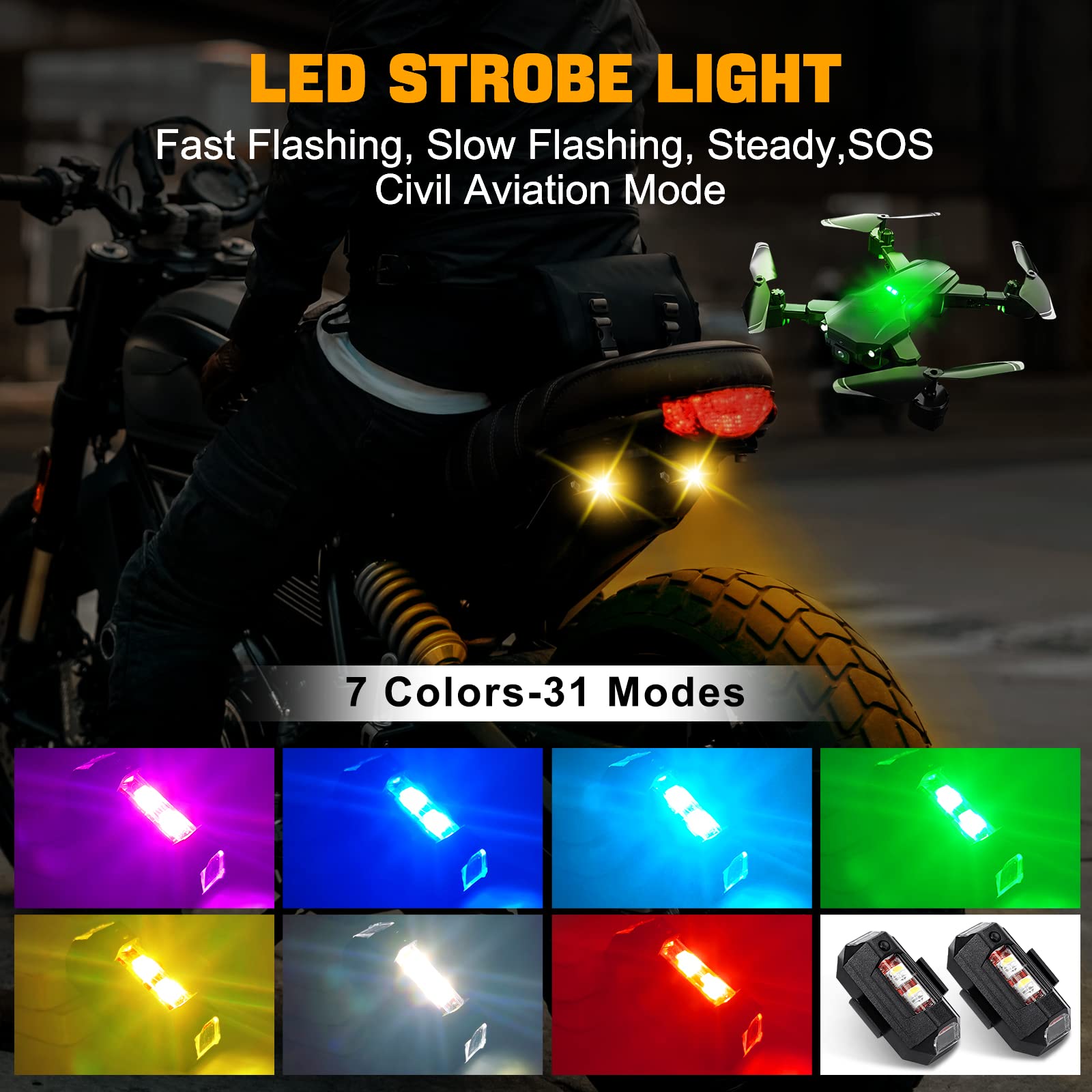 Drone Led Light - Motorcycle Lights Drone Strobe Light USB